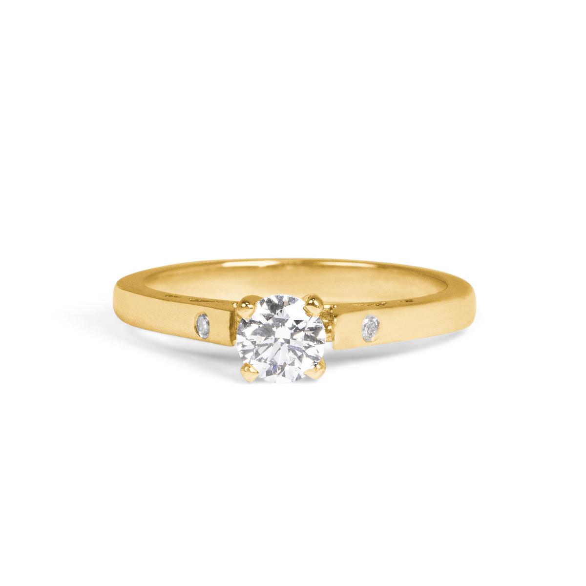 Solitaire Diamond Ring with Bezel Band | 0.43 CT | 14k Yellow