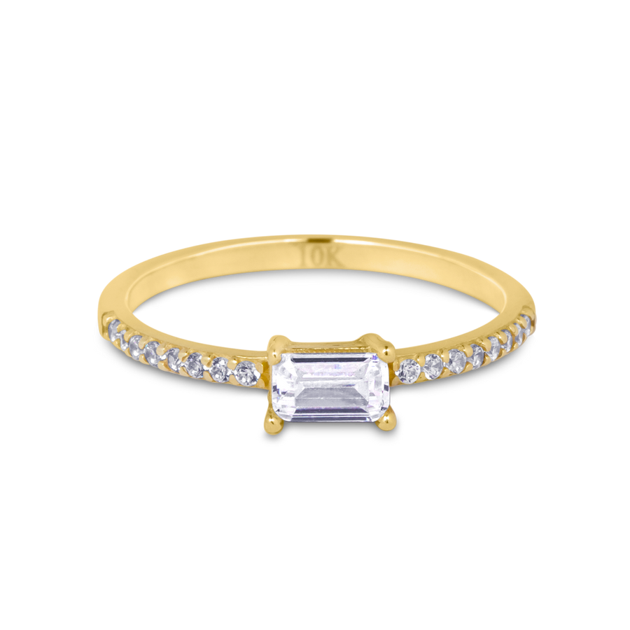 cubic zirconia rings gold, gold cz ring, baguette pave wedding band