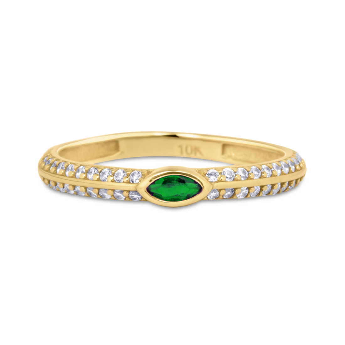 emerald pave 10k, emerald stacker ring, emerald pave ring