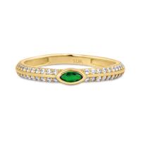 emerald pave 10k, emerald stacker ring, emerald pave ring