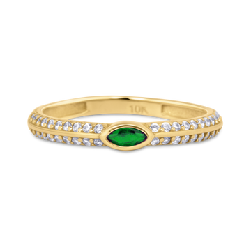 emerald pave 10k, emerald stacker ring, emerald pave ring