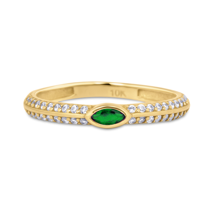 emerald pave 10k, emerald stacker ring, emerald pave ring