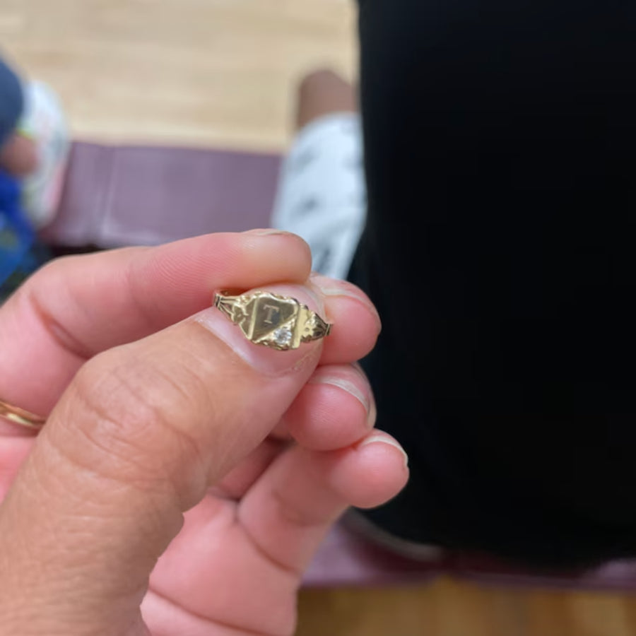 Square Birthstone Signet Ring | 10k Yellow/White/Rose Gold