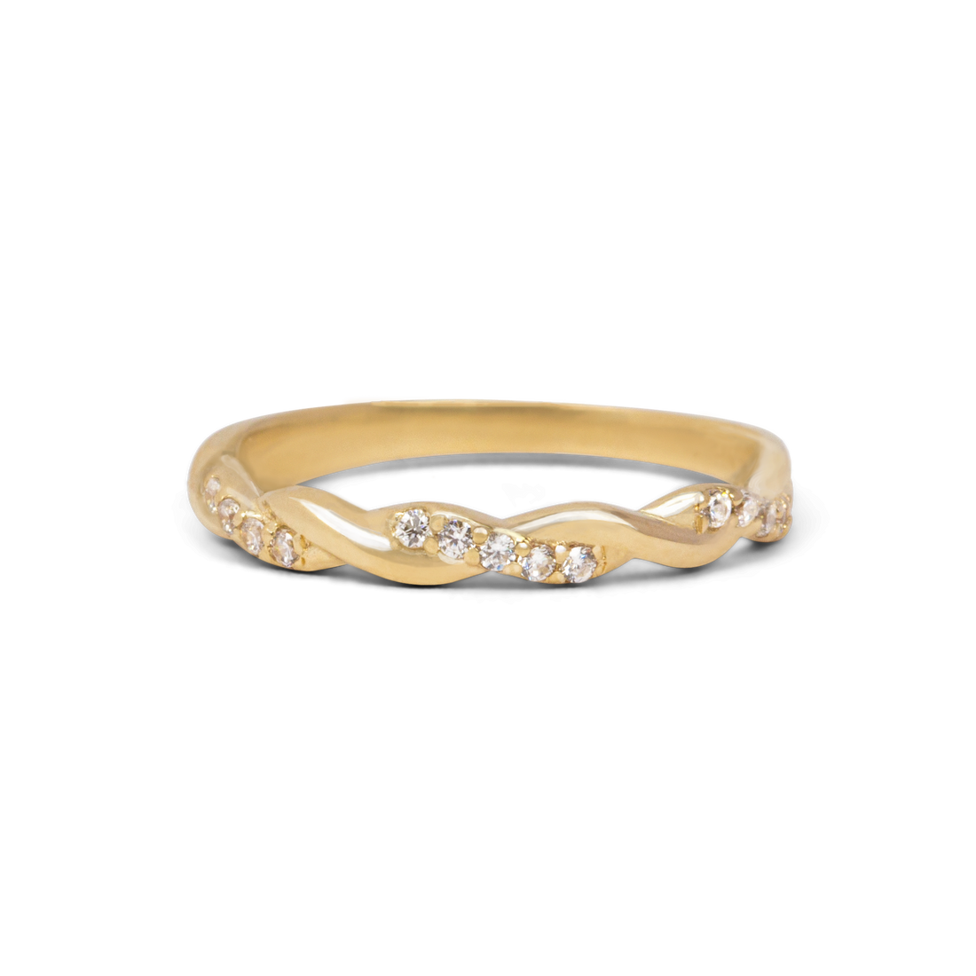 Braided CZ Ring | 10k-14k Yellow/White/Rose Gold