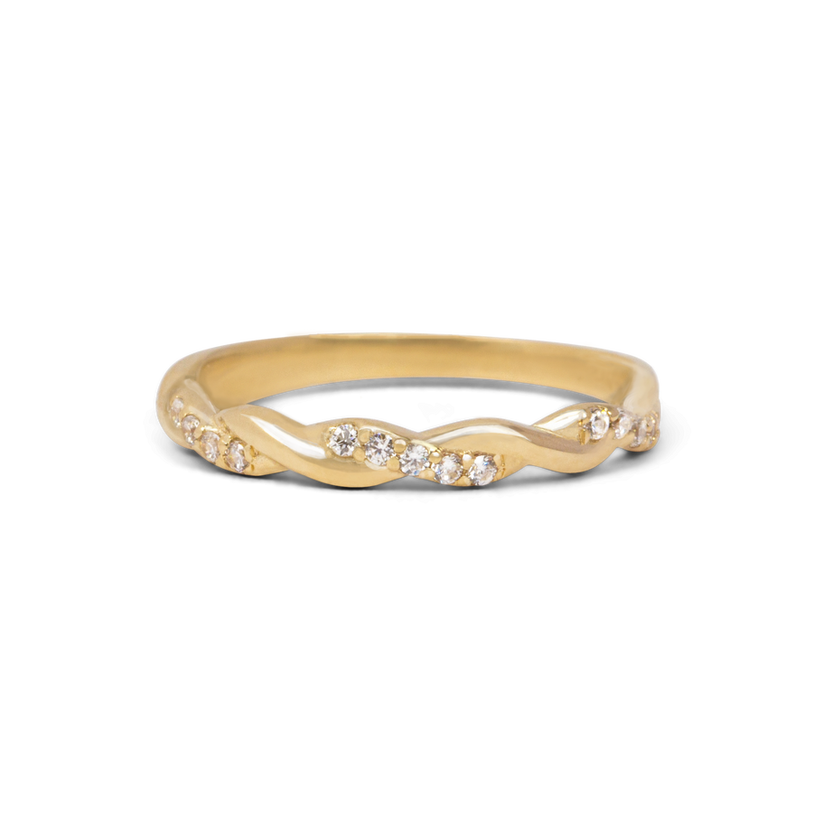 Braided CZ Ring | 10k-14k Yellow/White/Rose Gold