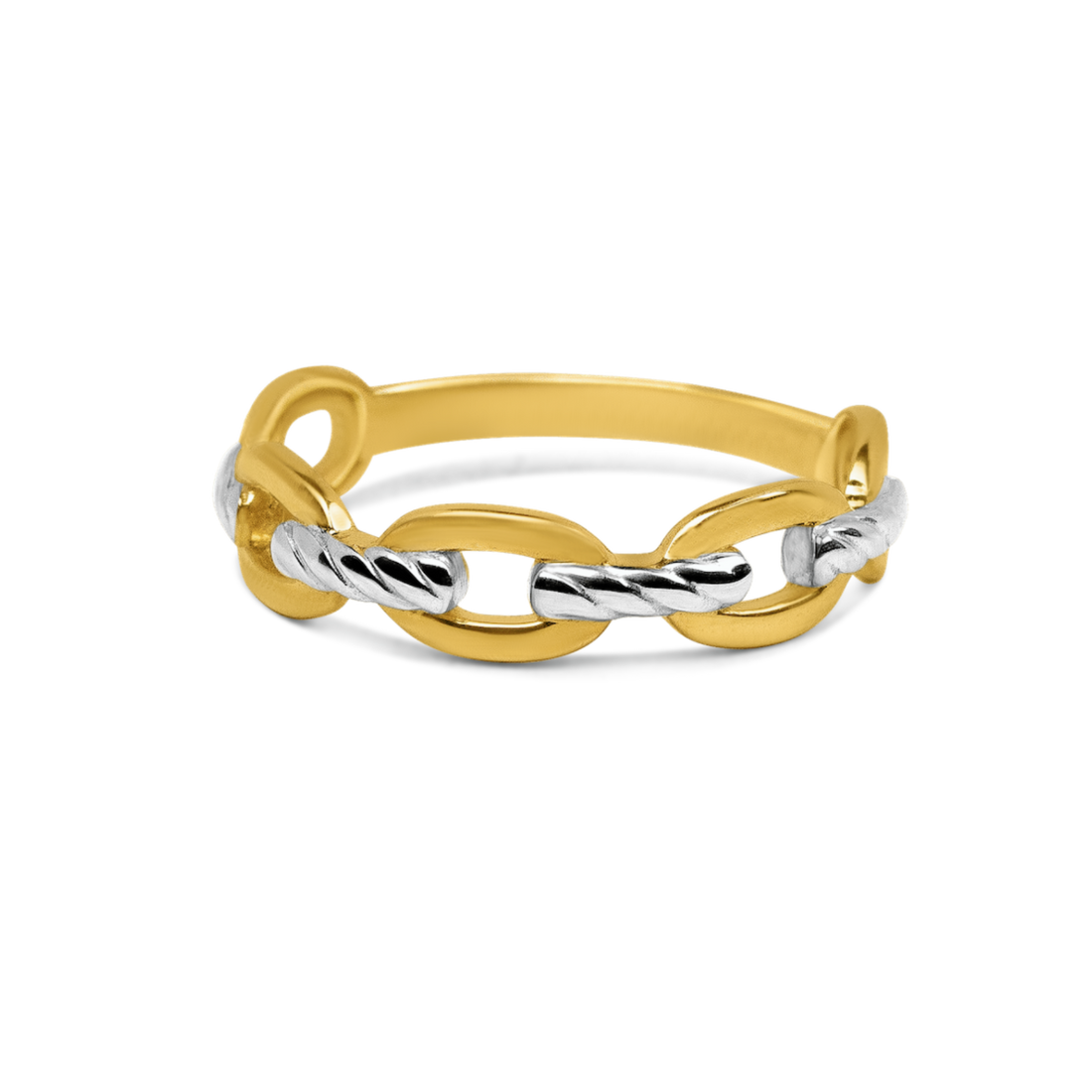 Two-Tone Chain Ring | 10k Gold